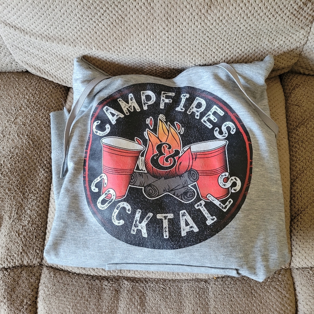Gray Campfires & Cocktails Graphic Hoodie